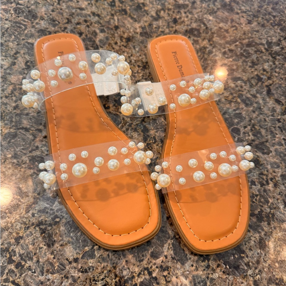 Pierre Dumas Pearl Embellished Sandals - size 7